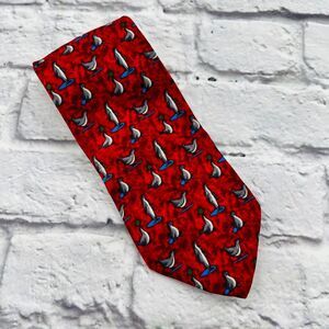 Givenchy Gentleman Men's Red‎ Penguin Print 100% Silk Neck Tie 59" x 3.75"